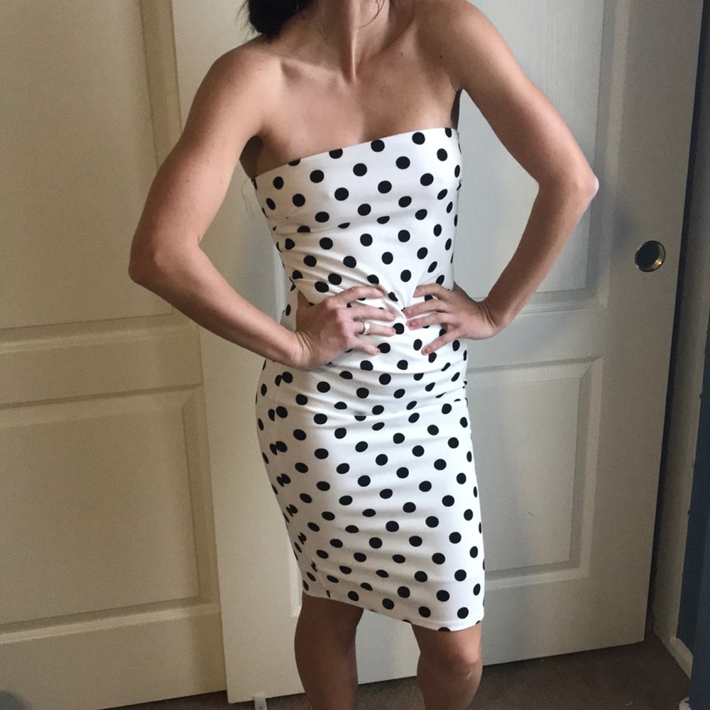 Strapless polka dot dress